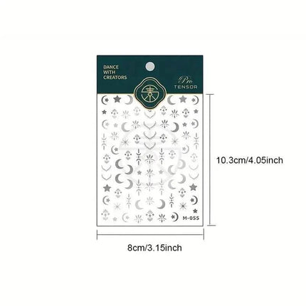 Embossed Three-dimensional Star and Moon Pattern Nail Stickers