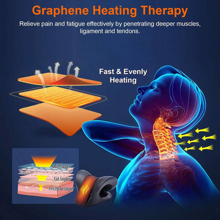 Ergonomic Heated Neck Stretcher Cervical Traction Therapy Pillow with Graphene Heating Pad