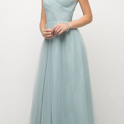 CLEARANCE - Ladivine ET320 Illusion V-Neck and Back Long Dress (Size 14)