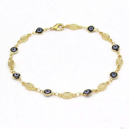 Evil Eye Anklet 10'' Blue High Polish