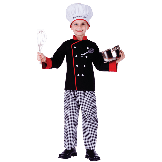 Kids Executive Chef Costume with Double-Breasted Coat and Chef Hat