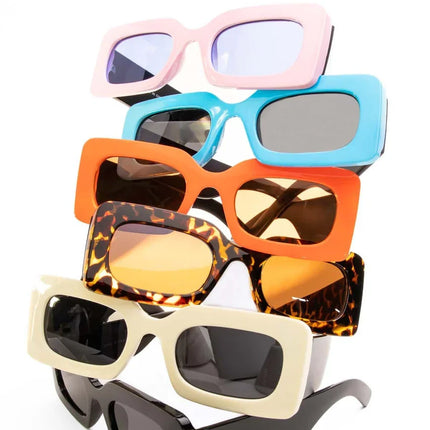 Thick Rectangle Rim Vintage Sunglasses