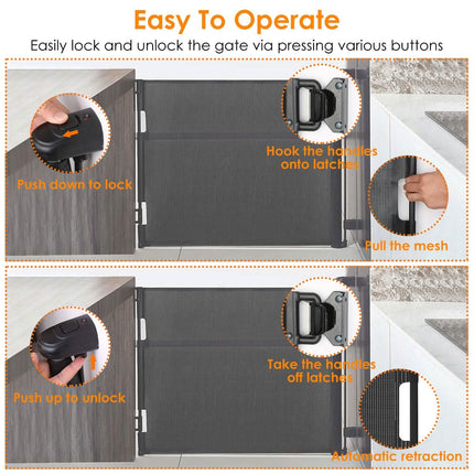 Extra Wide Child Safety Gate Retractable Door