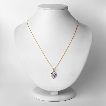 0.96 Carat Tanzanite & White Topaz Pendant in 925 Sterling Silver