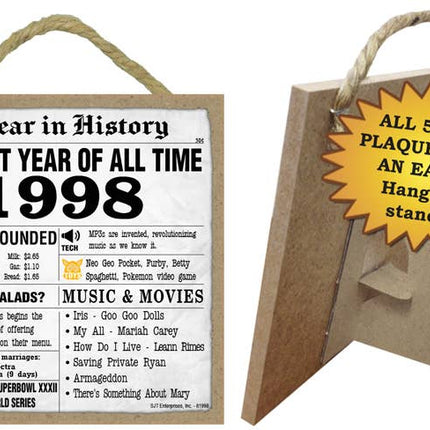 1998 A Year in History Plaques 5" x 5" wood plaque/sign