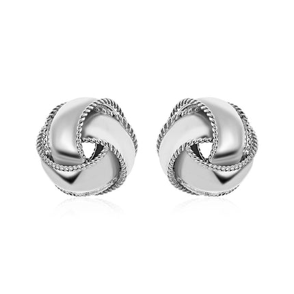 Textured and Polished Love Knot Earrings in Sterling Silver