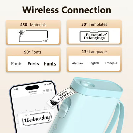 P21 Wireless Thermal Label Maker – Portable USB Printer with Paper Roll, Rechargeable & Ink-Free