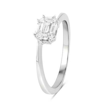 0.33 Carat Genuine White Diamond 18K White Gold Ring (F-G Color, VVS-VS Clarity)