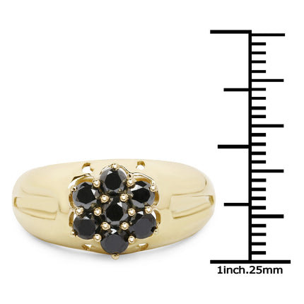 Black Diamond Ring 0.98 Carat in 14K Gold Plated 925 Sterling Silver – Elegant Statement Ring
