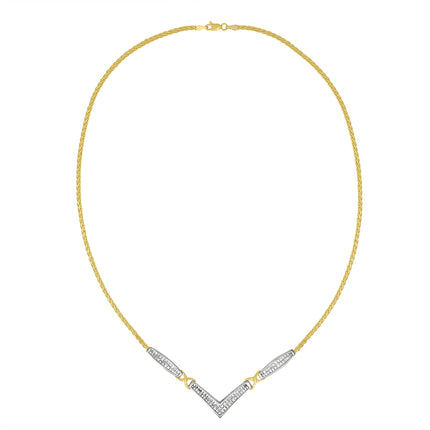 14K Yellow and White Gold 2.0 Cttw Princess Cut Diamond Flared and X-Station V Shaped 18â€ Franco Chain Statement Necklace (H-I Color, SI2-I1 Clarity)