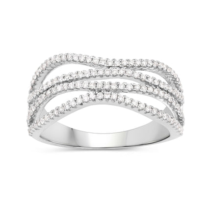 0.46 Carat Genuine White Diamond 14K White Gold Ring (F-G Color, SI Clarity)