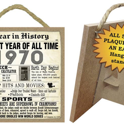 1970 A Year in History Plaques 5" x 5" wood plaque/sign