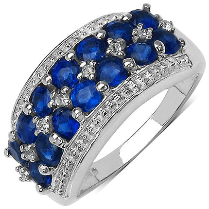 2.00 Carat Genuine Kyanite & White Topaz .925 Sterling Silver Ring