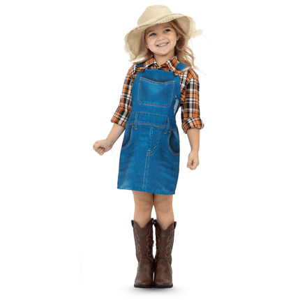 Kids Farmer Costume – Plaid Shirt, Overall Jumper & Straw Hat Farm Outfit for Halloween
