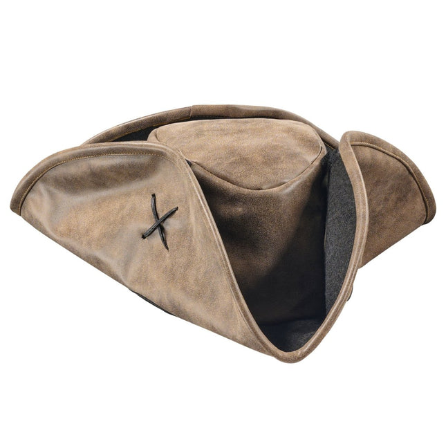 Adult Faux Leather Pirate Hat Costume Accessory – Classic Swashbuckler Hat for Halloween, Cosplay & Themed Parties