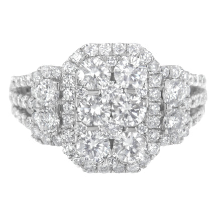 14K White Gold 2 1/4 Cttw Diamond Cocktail Cluster Ring (G-H Color, SI2-I1 Clarity) - Size 7