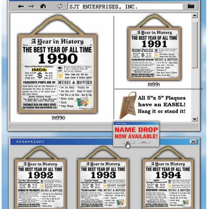 2000 A Year in History Plaques 5" x 5" wood plaque/sign