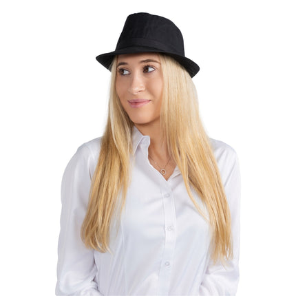 Fedora Hat Adult Black White Classic Gangster Jazz Hat Costume Accessory One Size