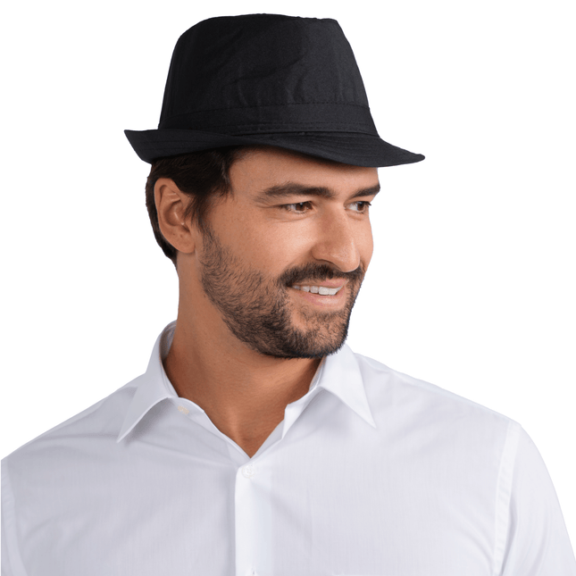 Fedora Hat Adult Black White Classic Gangster Jazz Hat Costume Accessory One Size