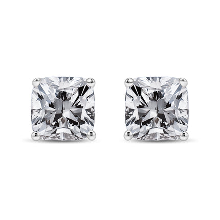 14K White Gold 1 1/2 Cttw Clarity Enhanced Princess Cut Diamond Solitaire Stud Earrings (I-J Color, I1-I2 Clarity)
