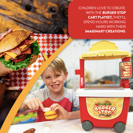 35 Piece Burger Stop Kids Cart Playset