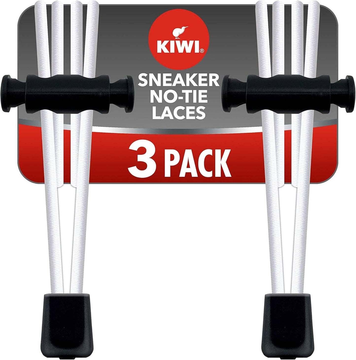 3 Pairs Kiwi Sneaker No-tie Shoe Laces, White - One Size
