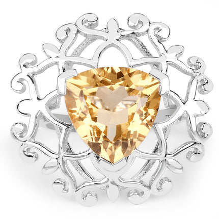 5.71 Carat Genuine Citrine .925 Sterling Silver Ring