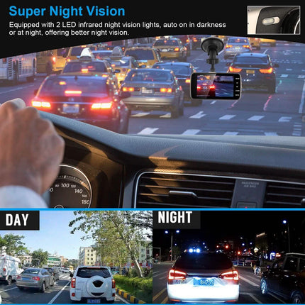 FHD 1080P Dash Cam 4" Screen Dual Cameras