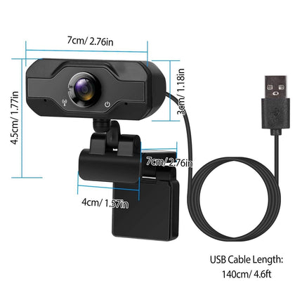 FHD 1080P USB Webcam with 360° Rotatable Clip