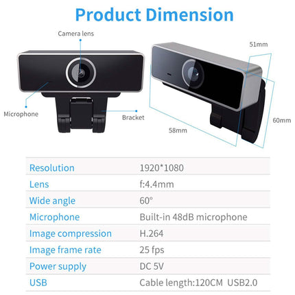 FHD 1080P Webcam USB Auto Focus with Microphone