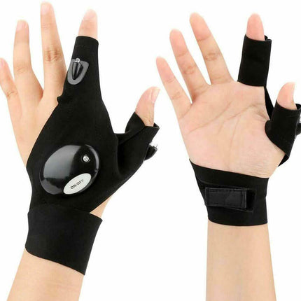 Fingerless LED Flashlight Gloves Auto Repair Fishing Hiking