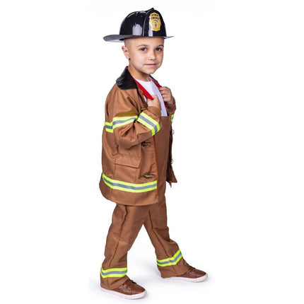 Kids Firefighter Costume – Fireman Uniform with Jacket, Suspenders & Hat for Halloween and Dress Up