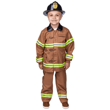 Kids Firefighter Costume – Fireman Uniform with Jacket, Suspenders & Hat for Halloween and Dress Up