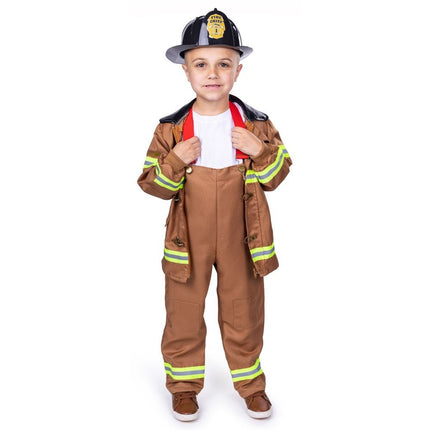 Kids Firefighter Costume – Fireman Uniform with Jacket, Suspenders & Hat for Halloween and Dress Up