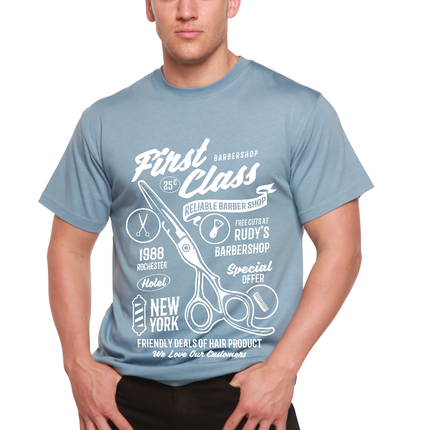 First Class Barber Men's Bamboo Viscose/Organic Cotton Short Sleeve Graphic T-Shirt