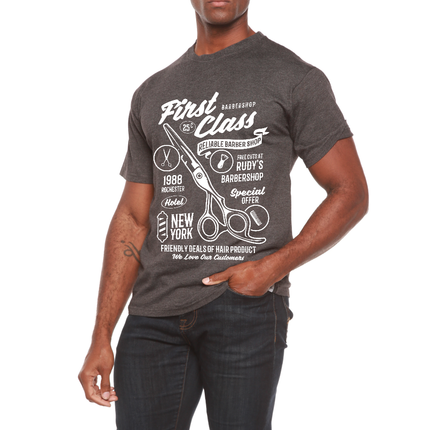 First Class Barber Men's Bamboo Viscose/Organic Cotton Short Sleeve Graphic T-Shirt