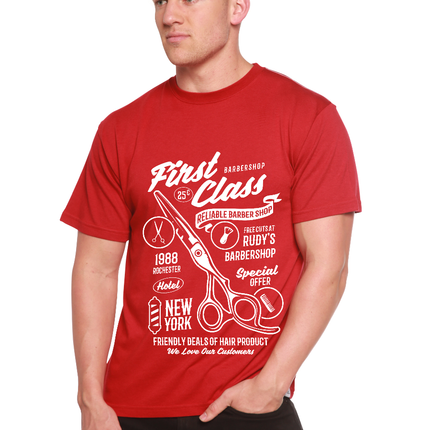 First Class Barber Men's Bamboo Viscose/Organic Cotton Short Sleeve Graphic T-Shirt