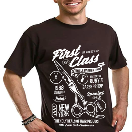 First Class Barber Men's Bamboo Viscose/Organic Cotton Short Sleeve Graphic T-Shirt