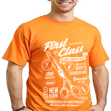 First Class Barber Men's Bamboo Viscose/Organic Cotton Short Sleeve Graphic T-Shirt