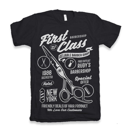 First Class Barber Men's Bamboo Viscose/Organic Cotton Short Sleeve Graphic T-Shirt