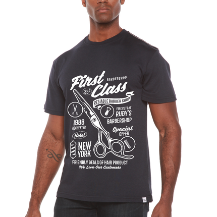 First Class Barber Men's Bamboo Viscose/Organic Cotton Short Sleeve Graphic T-Shirt