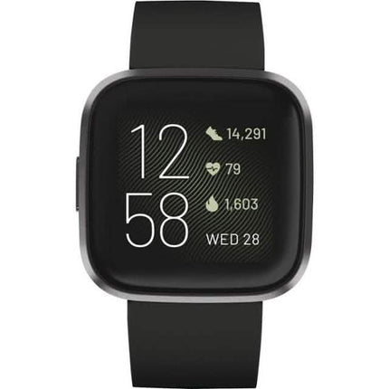 Fitbit - Versa 2 Smartwatch 40mm Aluminum - Black/Carbon with Silicone Band