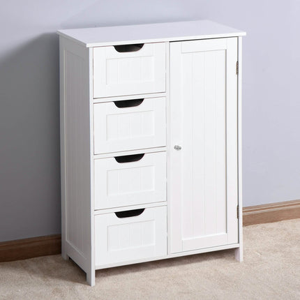 Floor Cabinet Bathroom Organizer with 4 Drawers and Adjustable Shelf