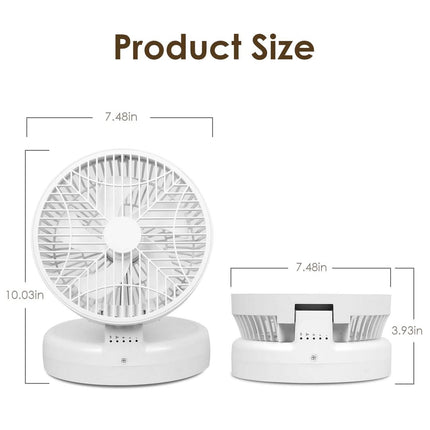 Foldable Desk Fan with 4 Wind Speeds Type-C Rechargeable Wall-Mounted