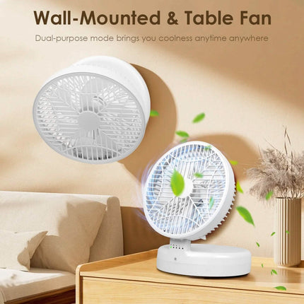 Foldable Desk Fan with 4 Wind Speeds Type-C Rechargeable Wall-Mounted