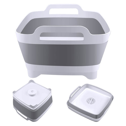 Foldable Dish Tub Washing Basin Collapsible Draining Pan Strainer Food Basket