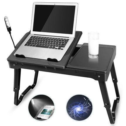 Foldable Laptop Table Bed Notebook Desk with Cooling Fan Mouse Board