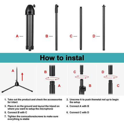 Foldable Microphone Isolation Shield Adjustable Tripod Stand