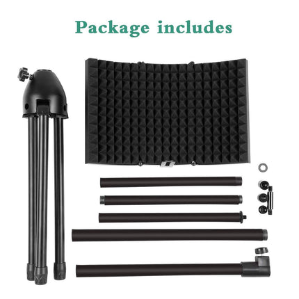 Foldable Microphone Isolation Shield Adjustable Tripod Stand