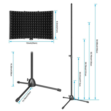 Foldable Microphone Isolation Shield Adjustable Tripod Stand